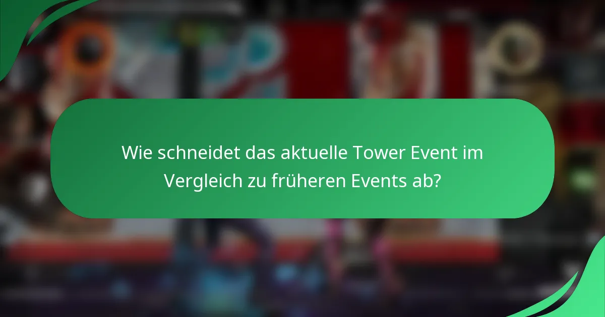 Wie schneidet das aktuelle Tower Event im Vergleich zu früheren Events ab?